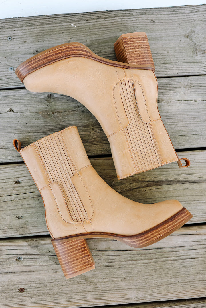 Tricia Platform Mid-Calf Booties - Tan