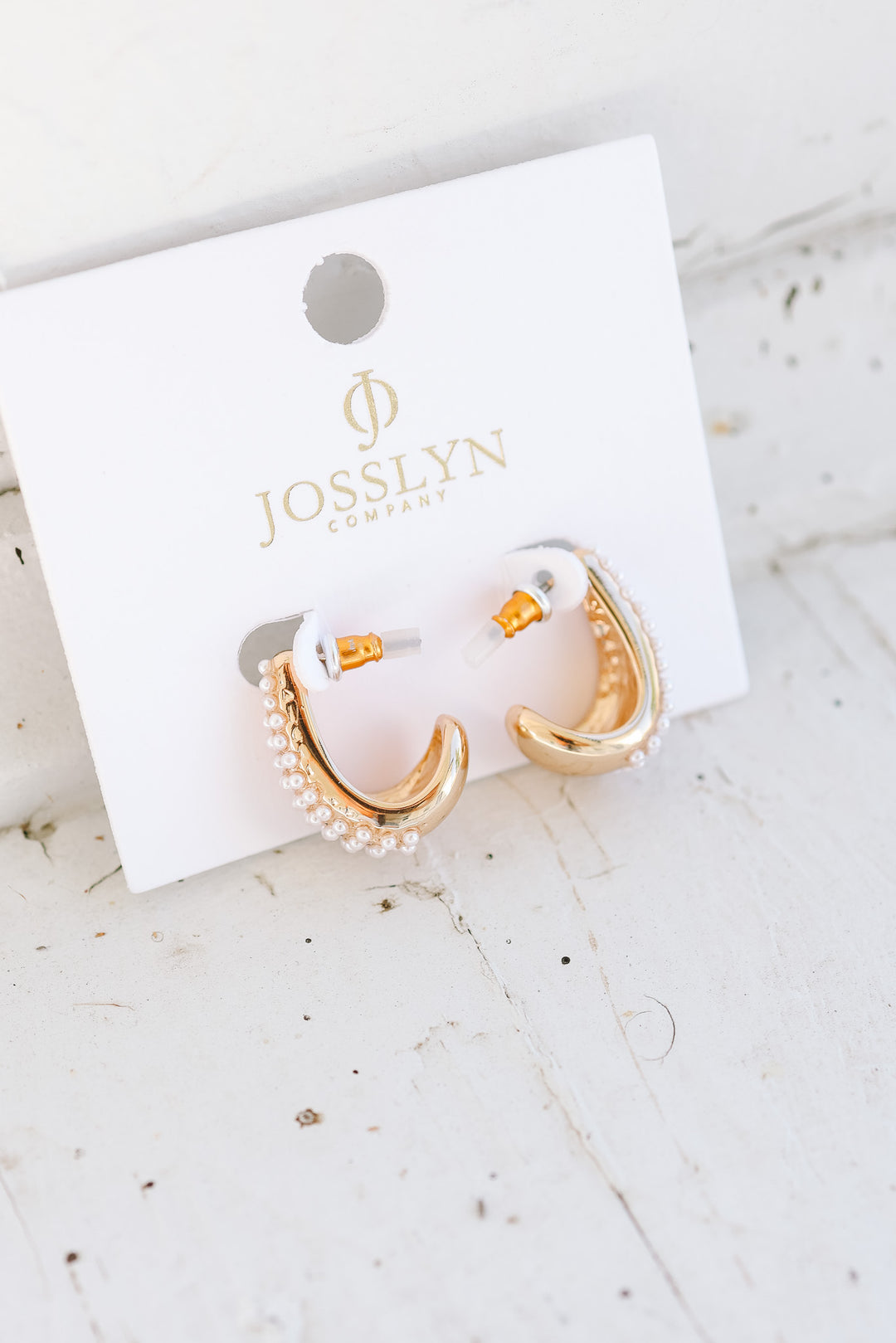 Pearl Studded Huggie Hoop Oval Earrings