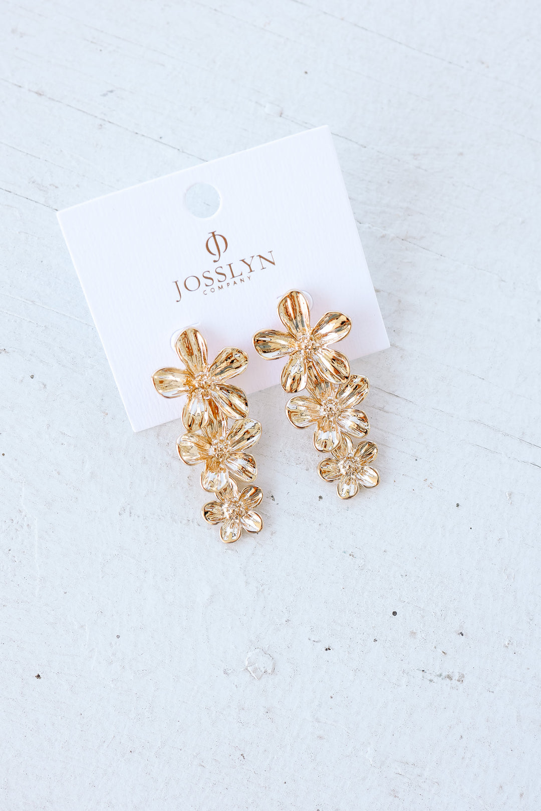 Gold Flower Cascade Drop Earrings