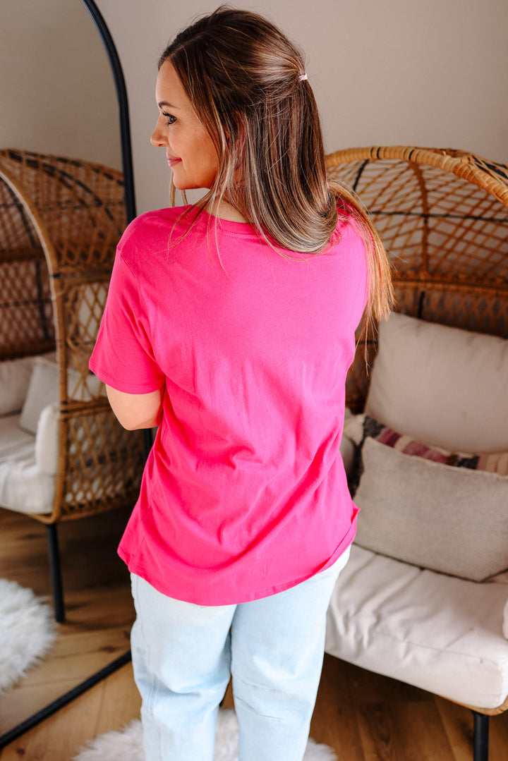 Cotton Boyfriend Tee - Hot Pink