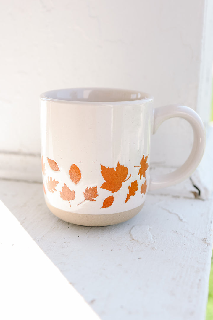 Orange Leaves Stoneware Coffee Mug
