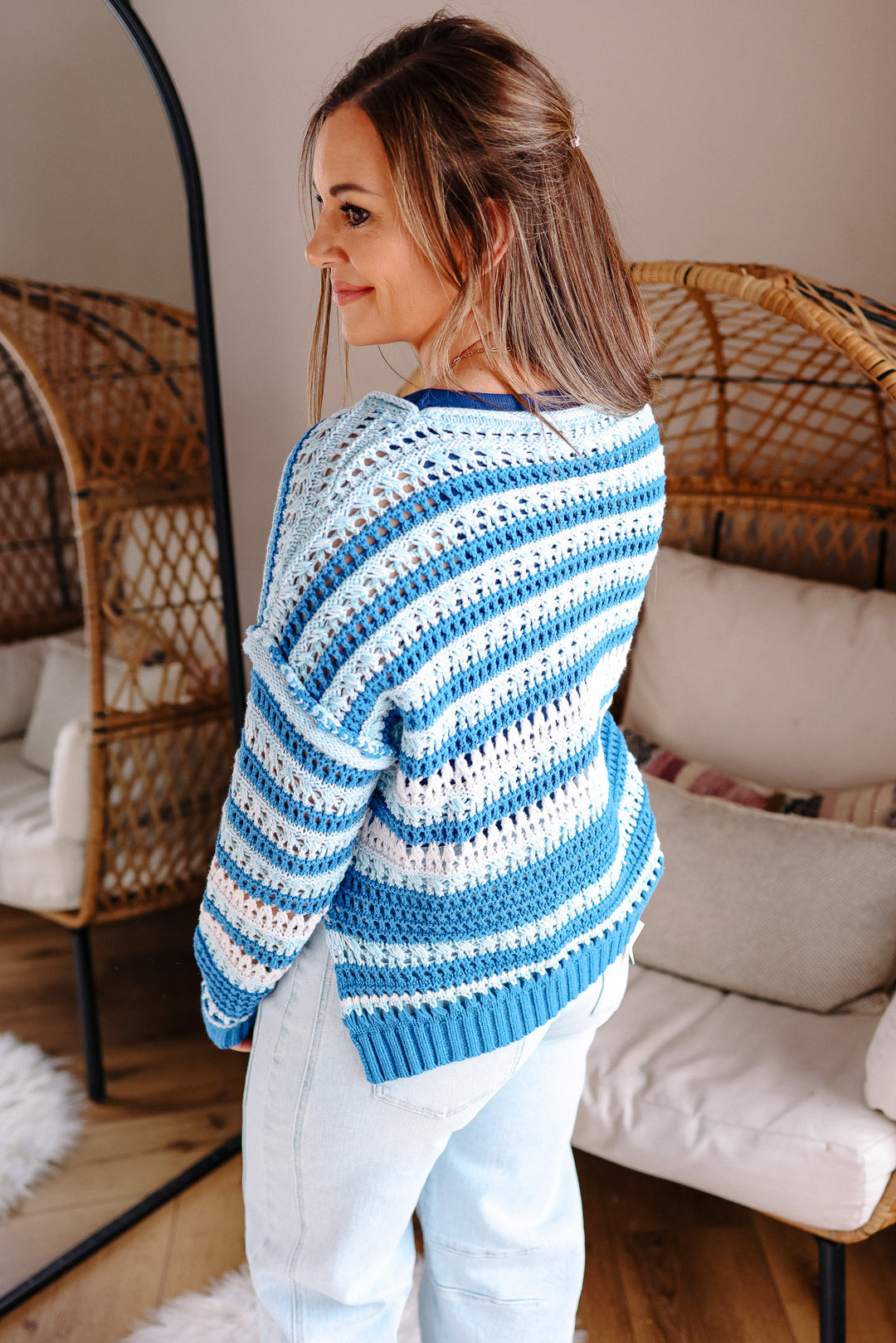 Sadie Boatneck Open Knit Sweater