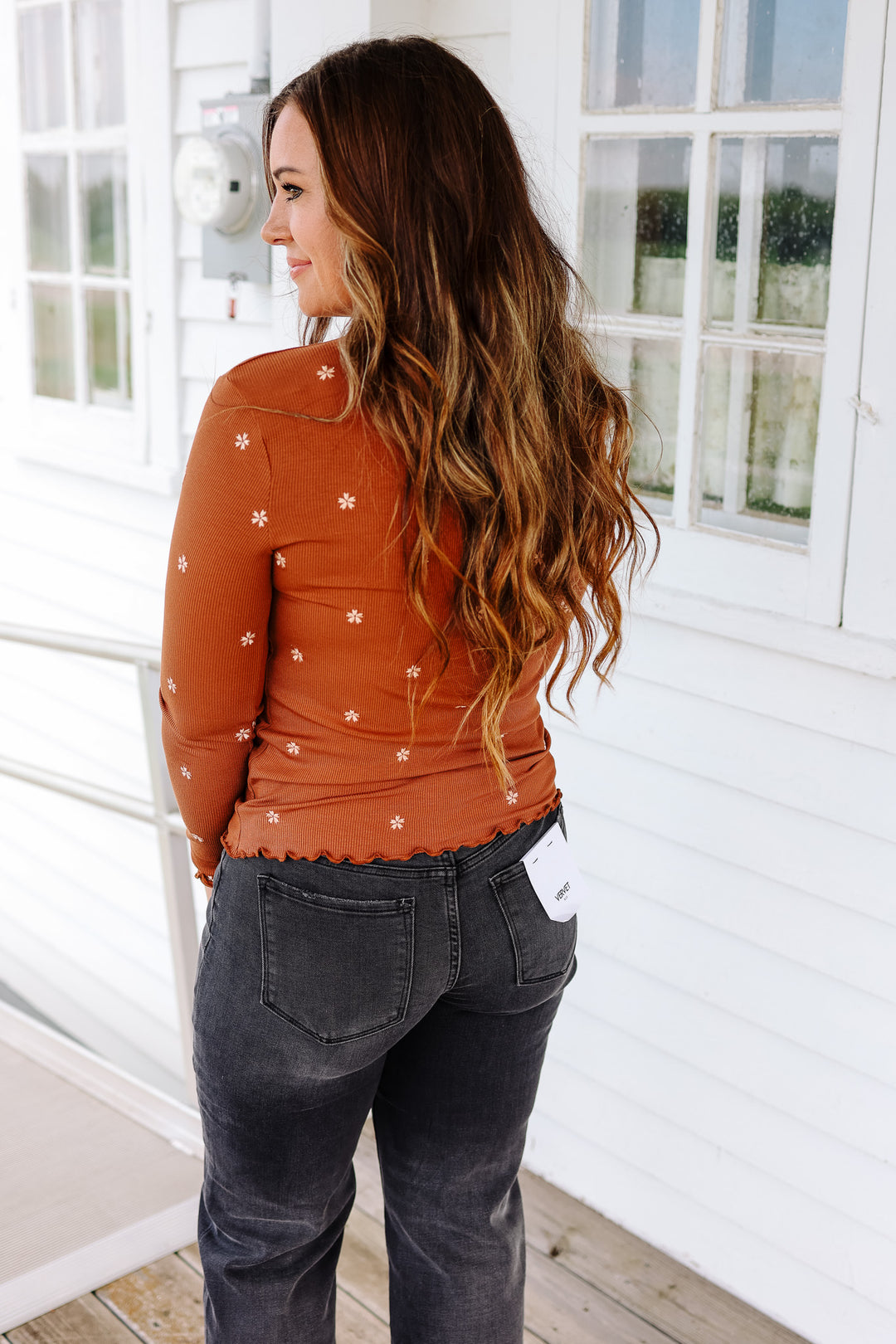 Layan Mockneck Ribbed Top - Caramel