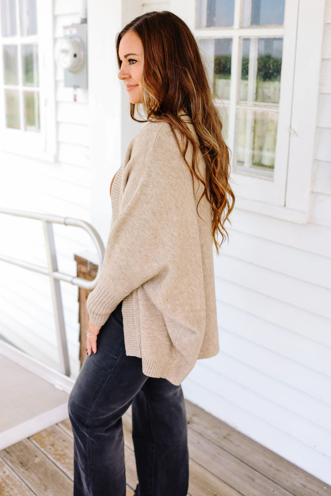 Ozzy Dolman Sleeve Cardigan - Taupe