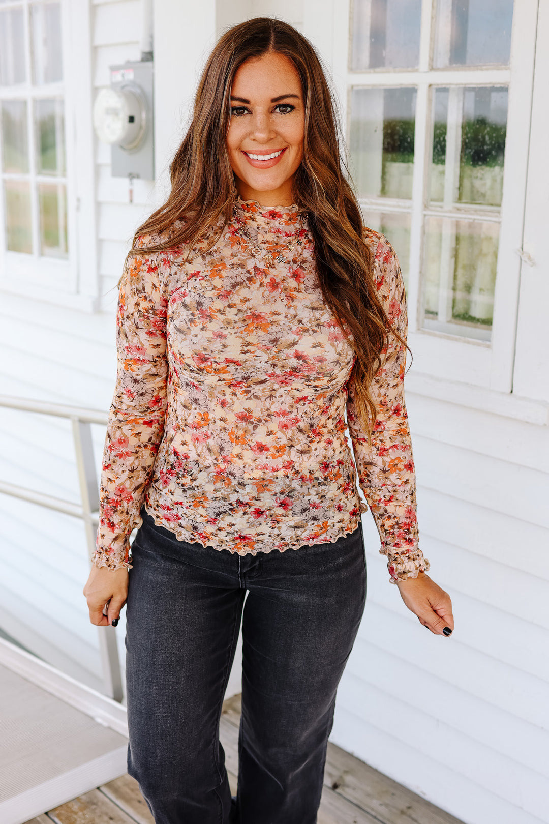 Adele Floral Mesh Top