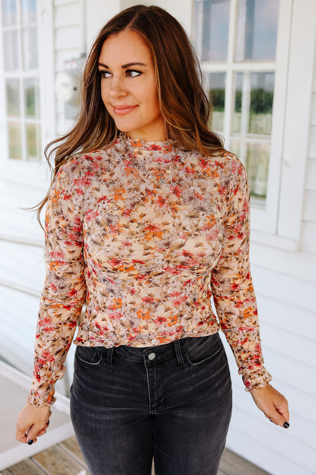 Adele Floral Mesh Top