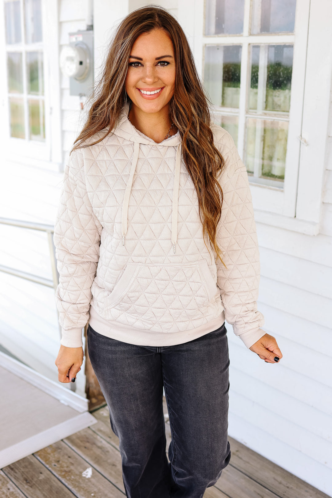 Eloise Quilted Hoodie - Cream