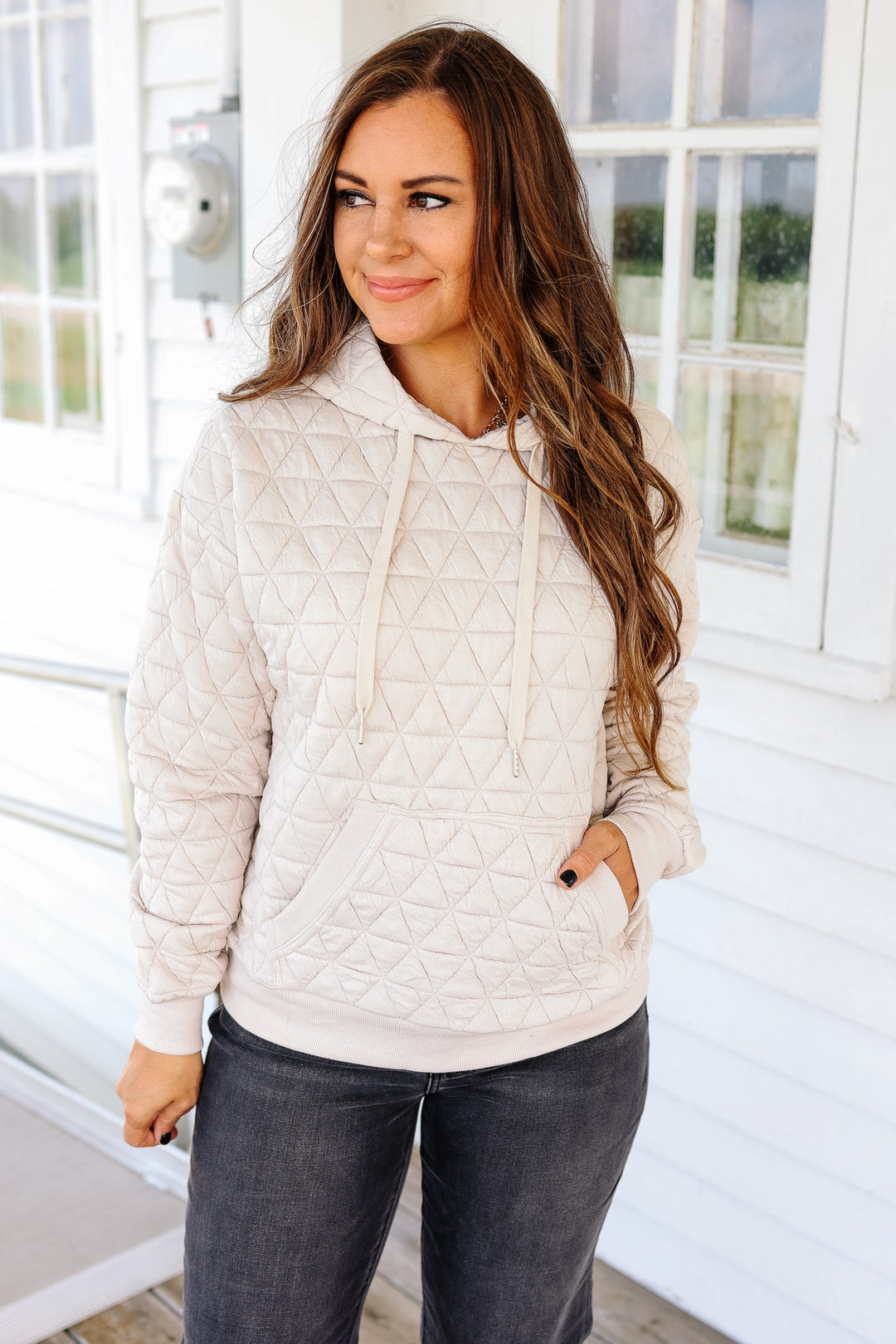 Eloise Quilted Hoodie - Cream