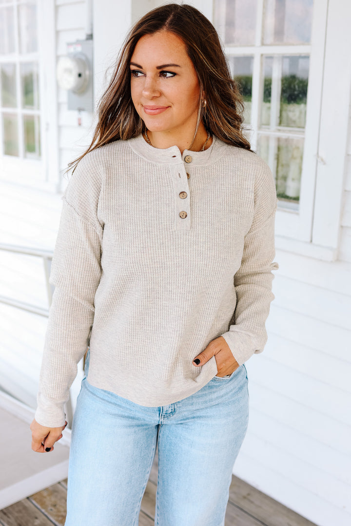 Gianna Waffle Sweater - Oatmeal