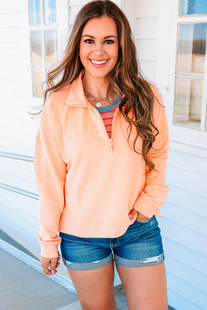 Nova Half Zip Pullover - Melon
