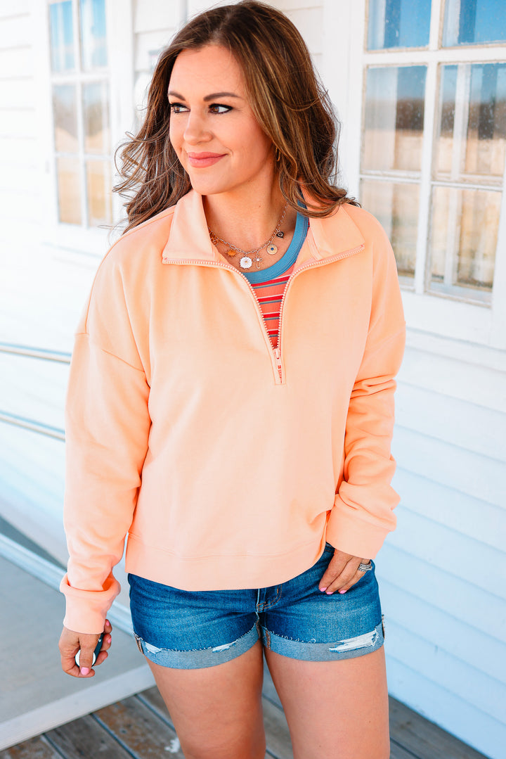 Nova Half Zip Pullover - Melon
