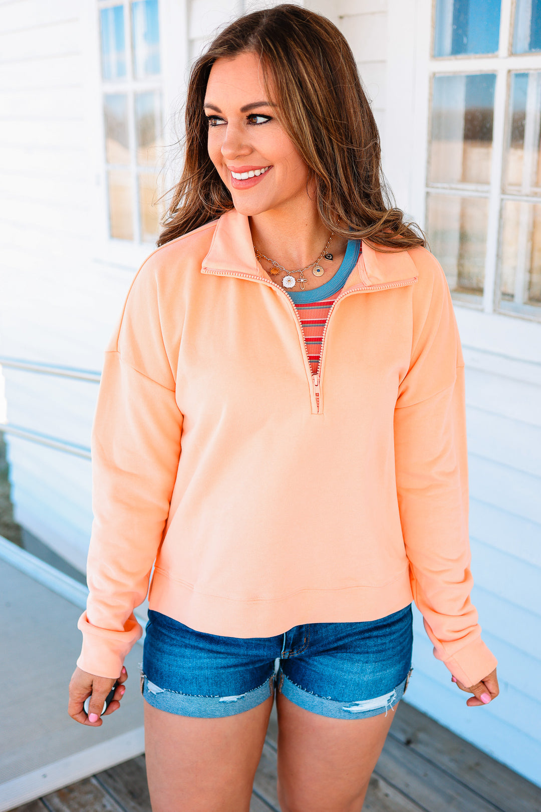Nova Half Zip Pullover - Melon