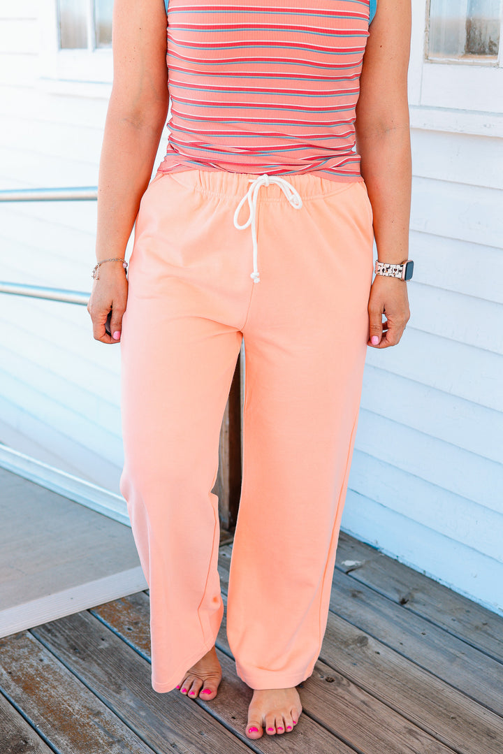 Luna Drawstring Lounge Pants - Melon