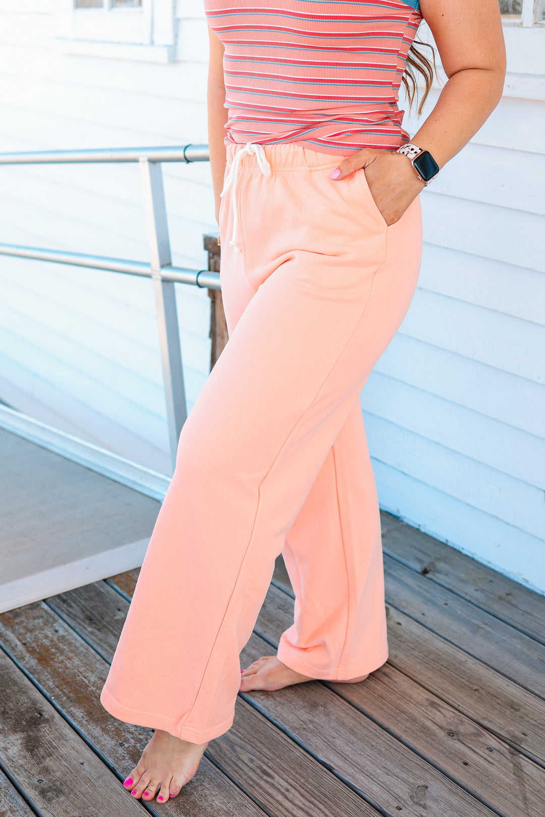 Luna Drawstring Lounge Pants - Melon