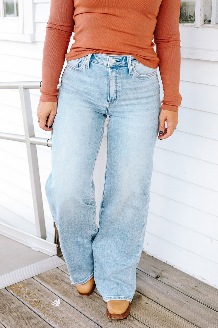 FLYING MONKEY: Callum High Rise Wide Leg Jeans