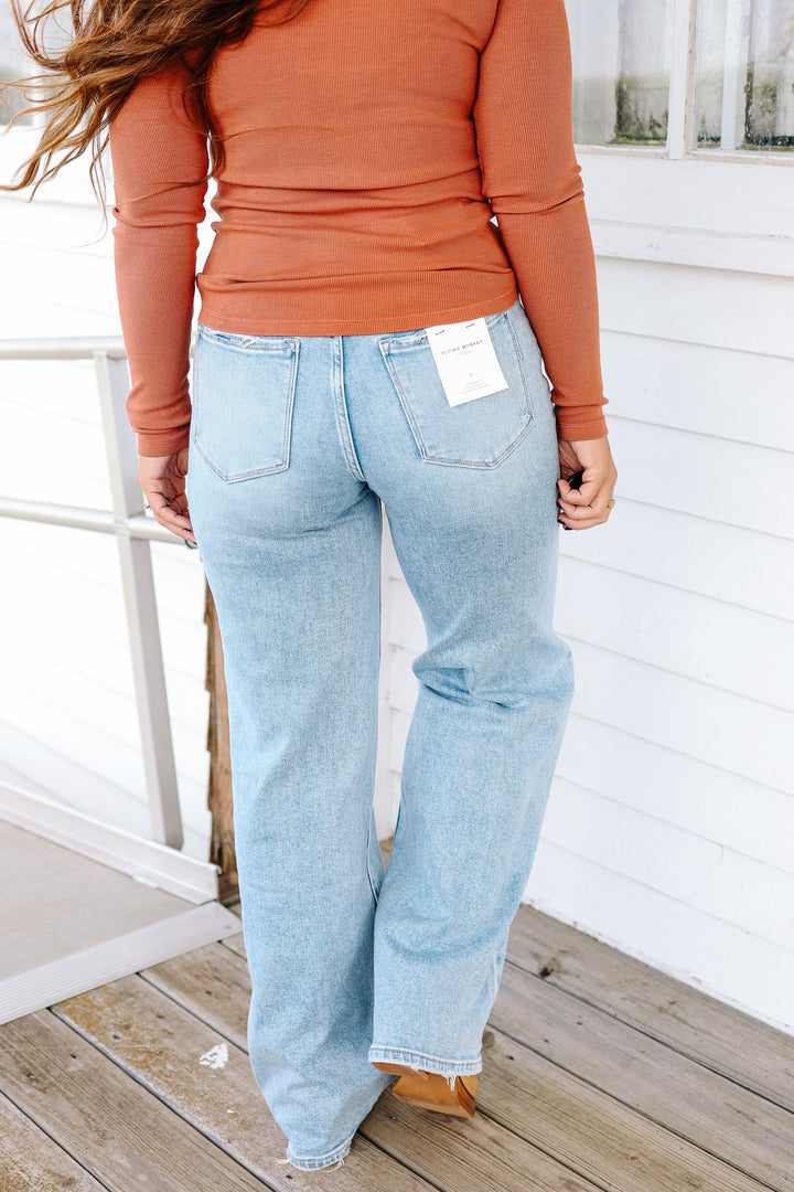 FLYING MONKEY: Callum High Rise Wide Leg Jeans