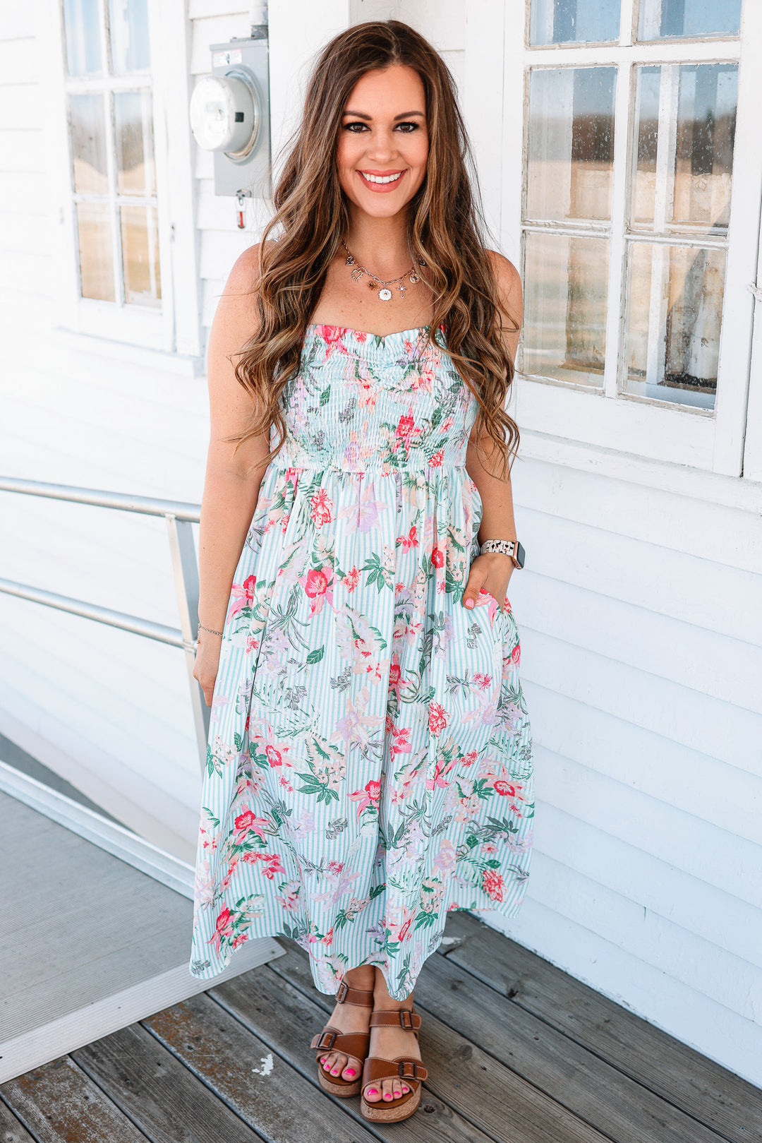 Cali Floral Smocked Top Dress