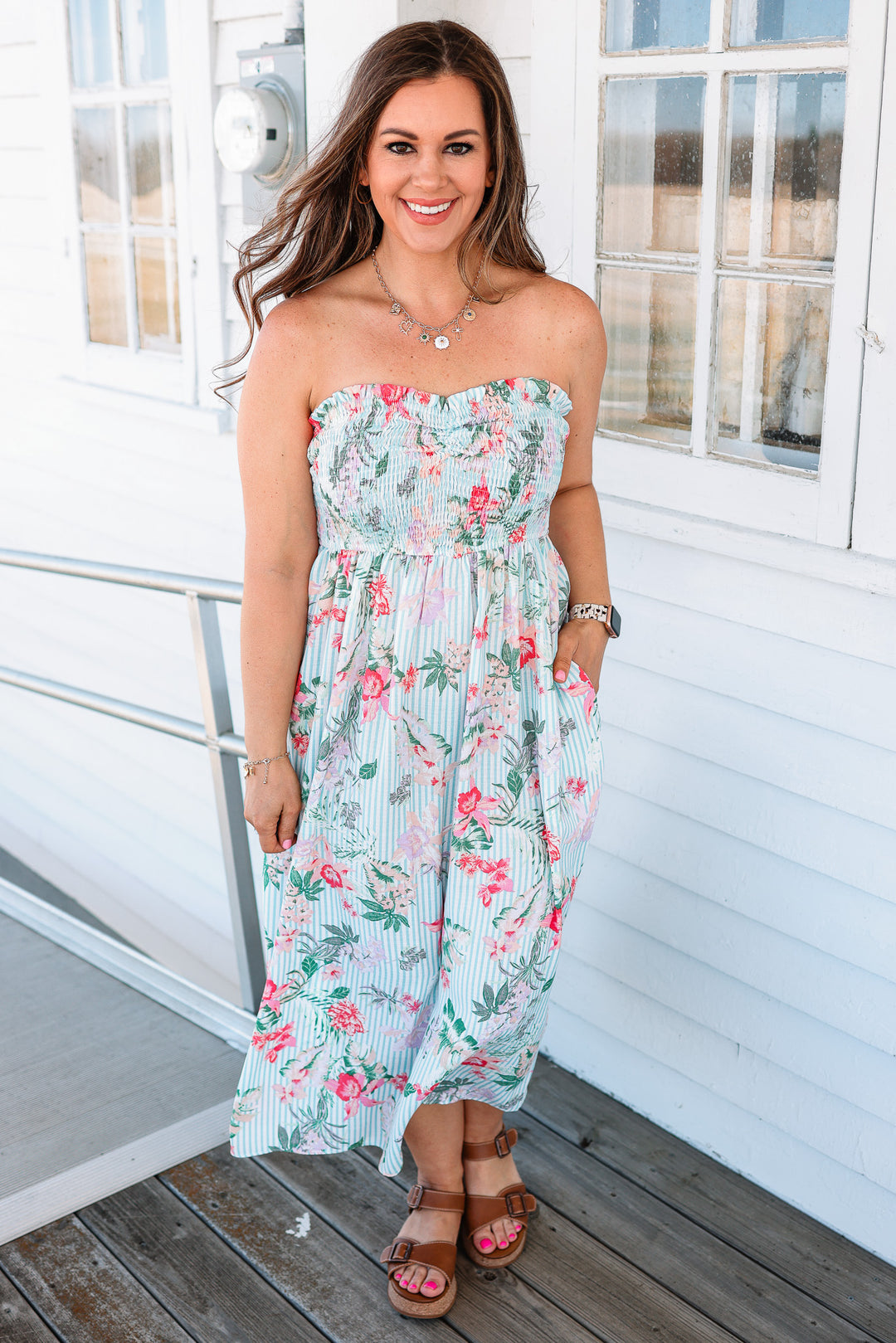 Cali Floral Smocked Top Dress