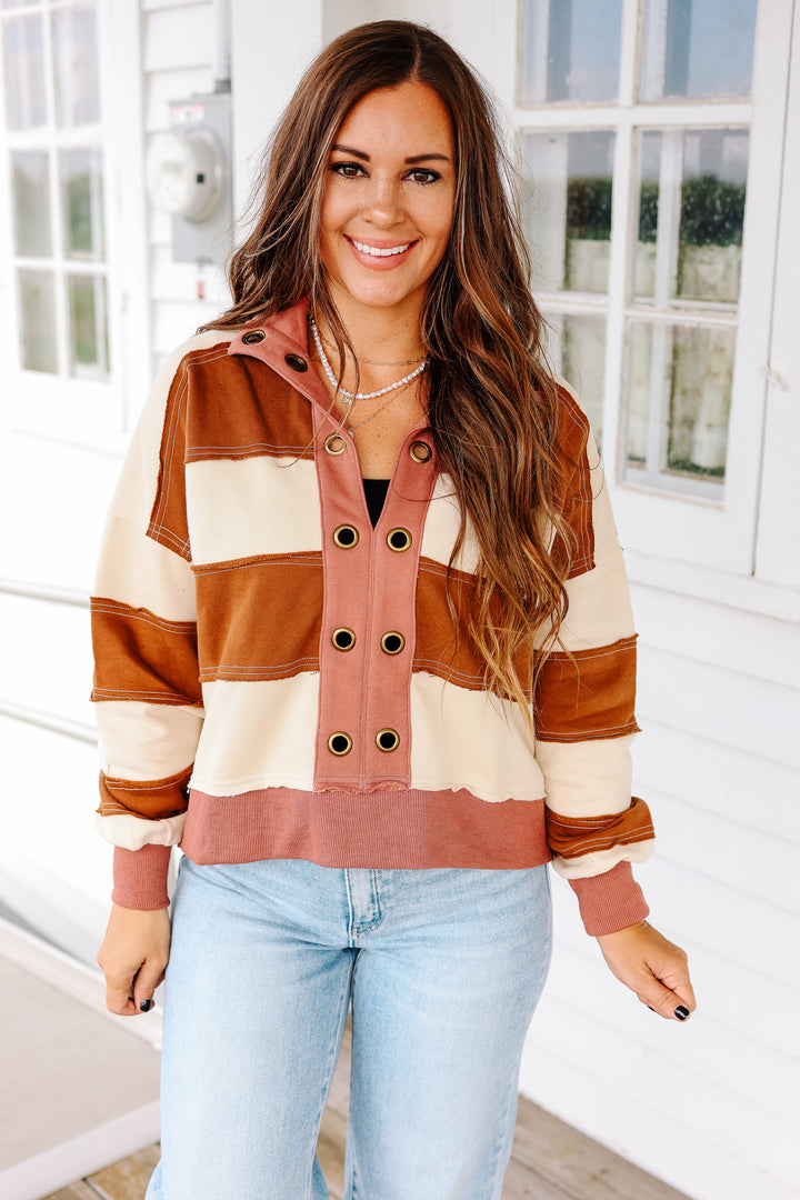 Emery Cropped Pullover - Tabacco/Mauve