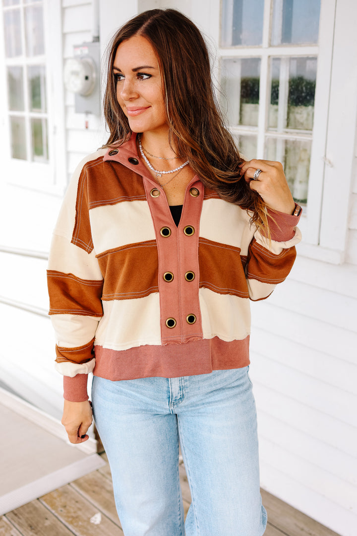 Emery Cropped Pullover - Tabacco/Mauve