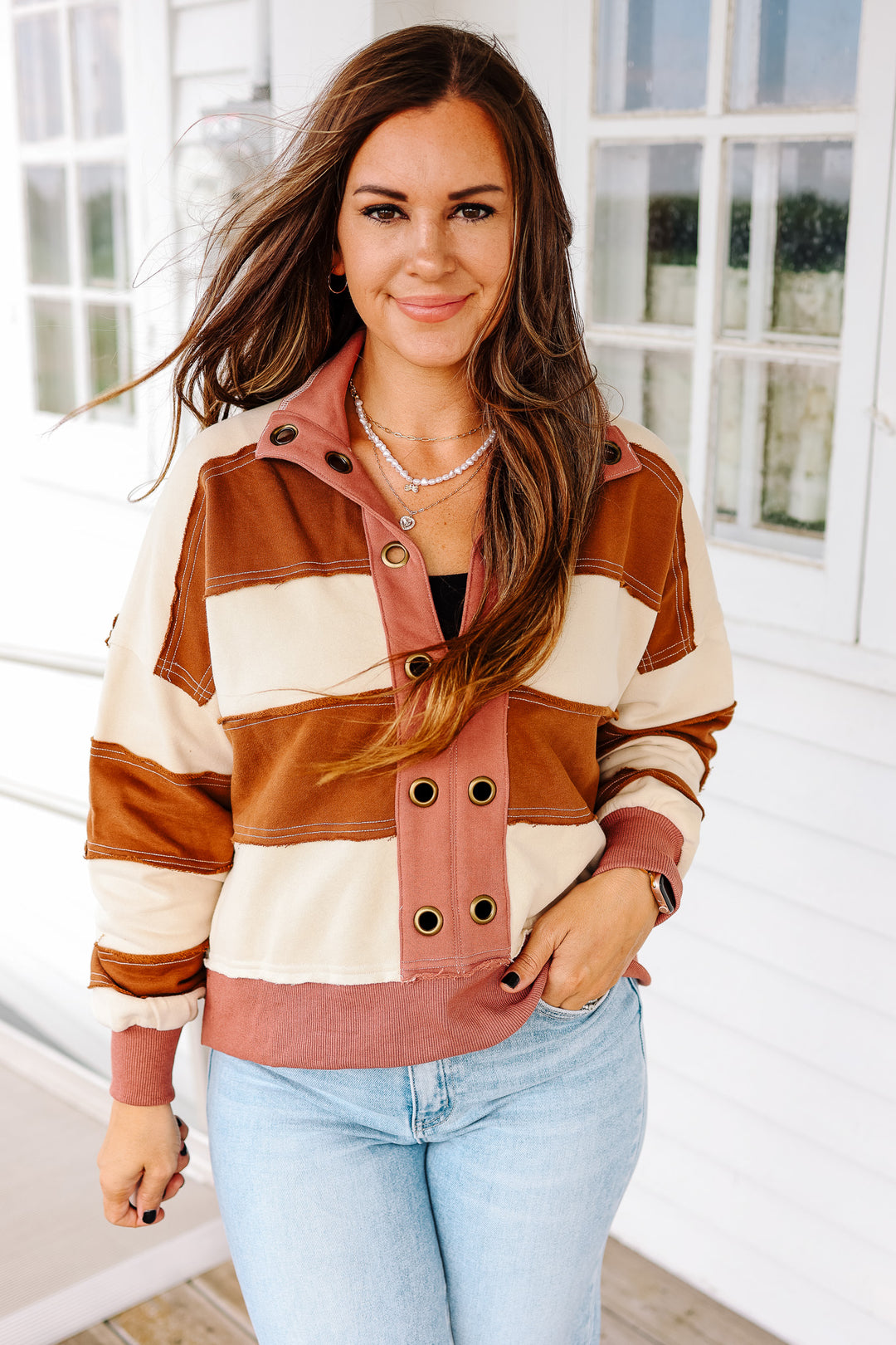 Emery Cropped Pullover - Tabacco/Mauve