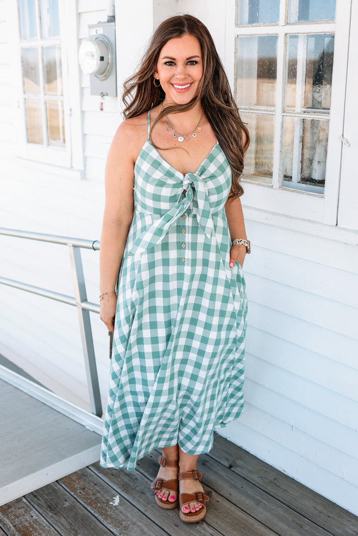 Kace Gingham Dress - Basil