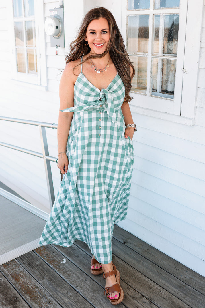 Kace Gingham Dress - Basil