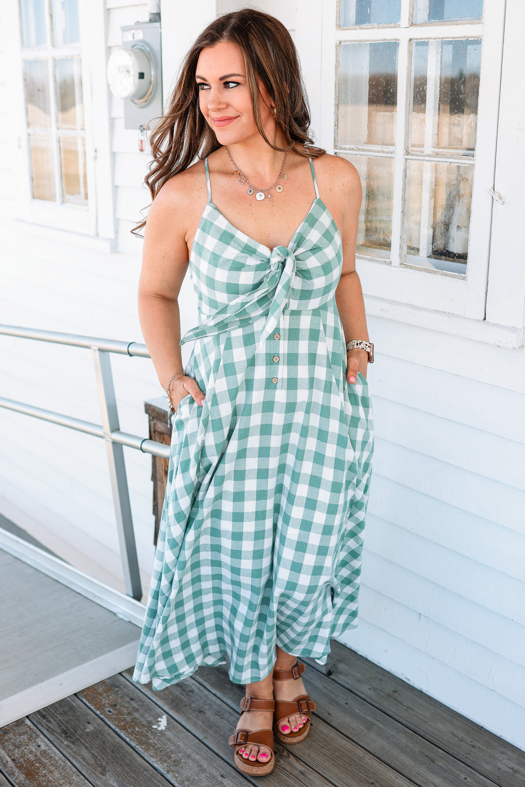 Kace Gingham Dress - Basil