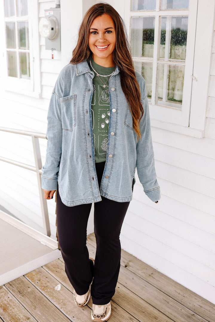 Elle Soft Knit Denim Shacket