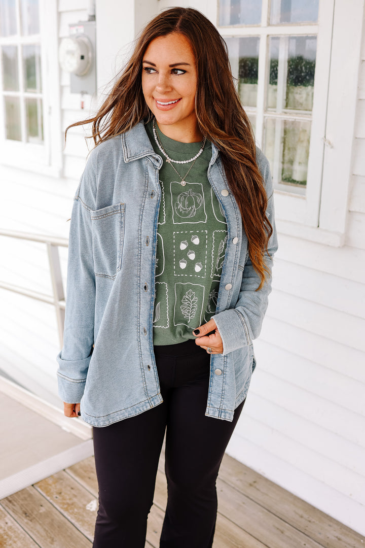 Elle Soft Knit Denim Shacket