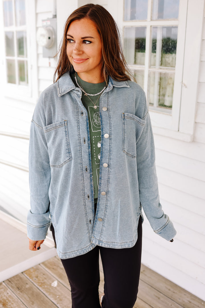 Elle Soft Knit Denim Shacket