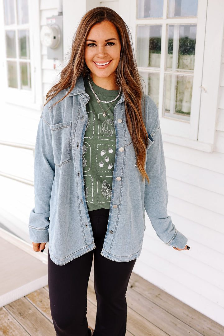 Elle Soft Knit Denim Shacket