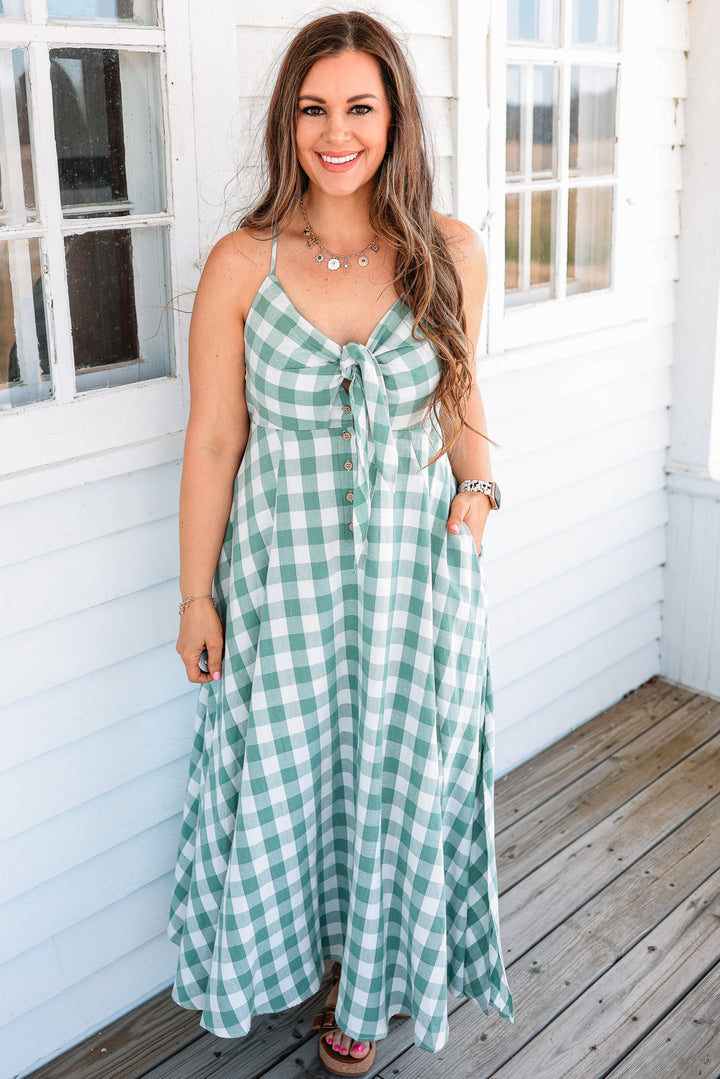 Kace Gingham Dress - Basil
