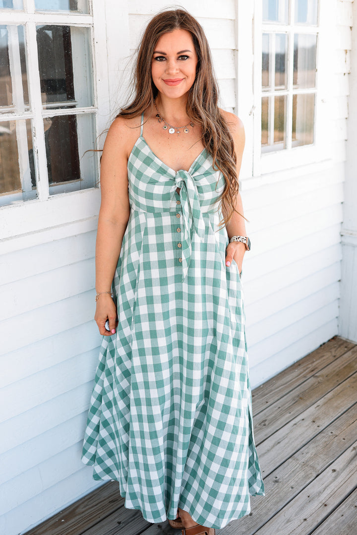 Kace Gingham Dress - Basil