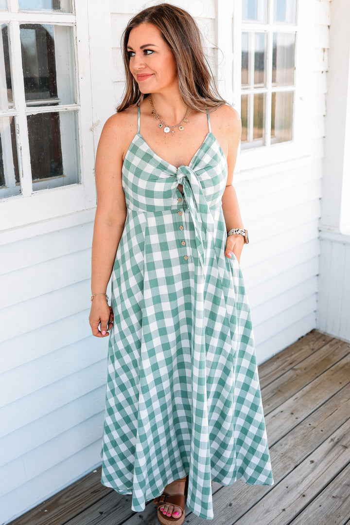 Kace Gingham Dress - Basil