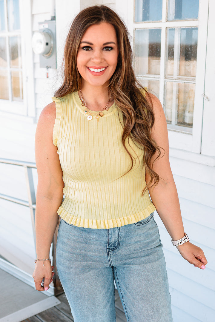 Bristol Sleevless Frill Top - Banana Cream
