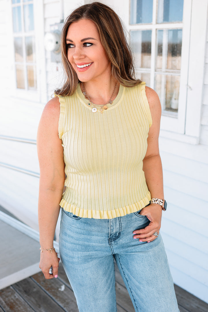 Bristol Sleevless Frill Top - Banana Cream