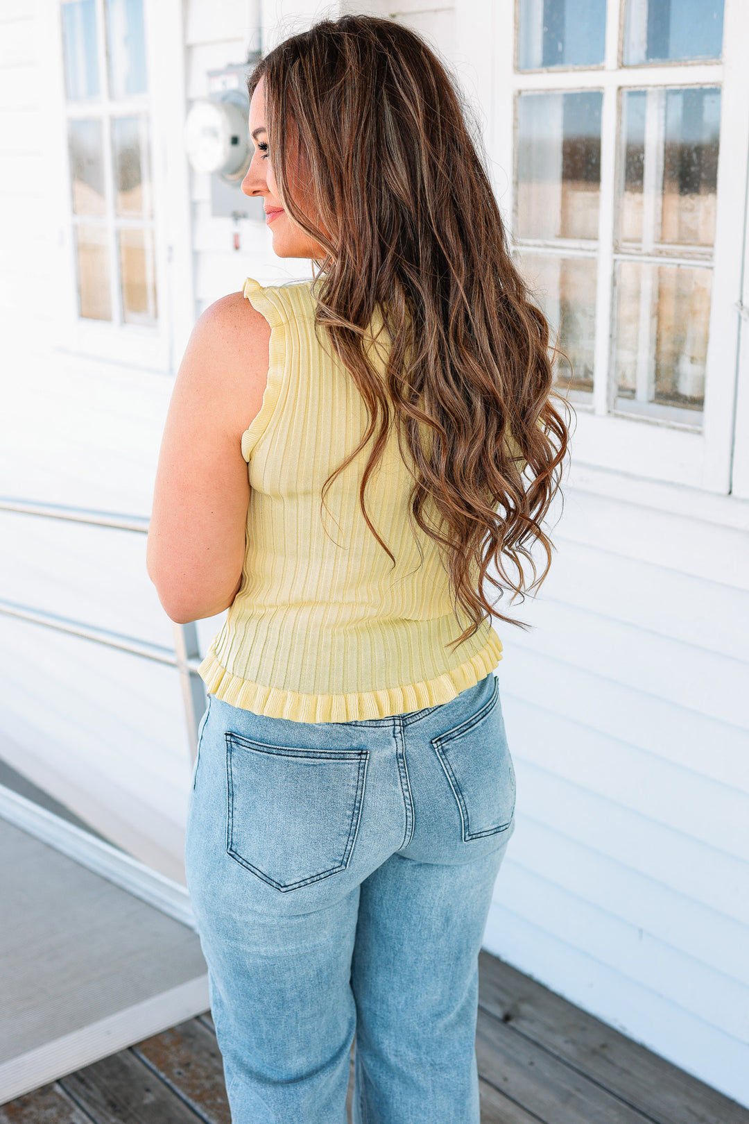 Bristol Sleevless Frill Top - Banana Cream