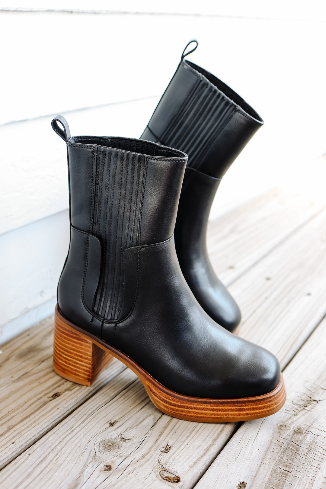 Tricia Platform Mid-Calf Booties - Black