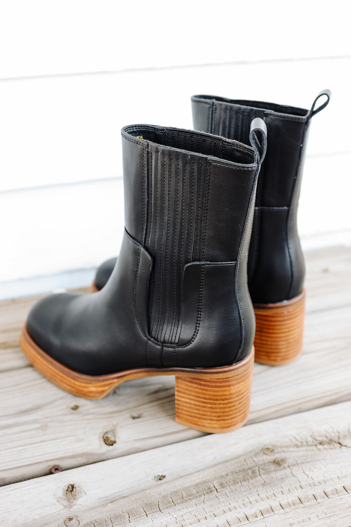 Tricia Platform Mid-Calf Booties - Black