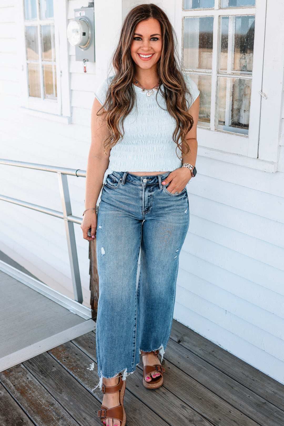 RISEN: Zane Crop Wide Leg Jeans - Medium