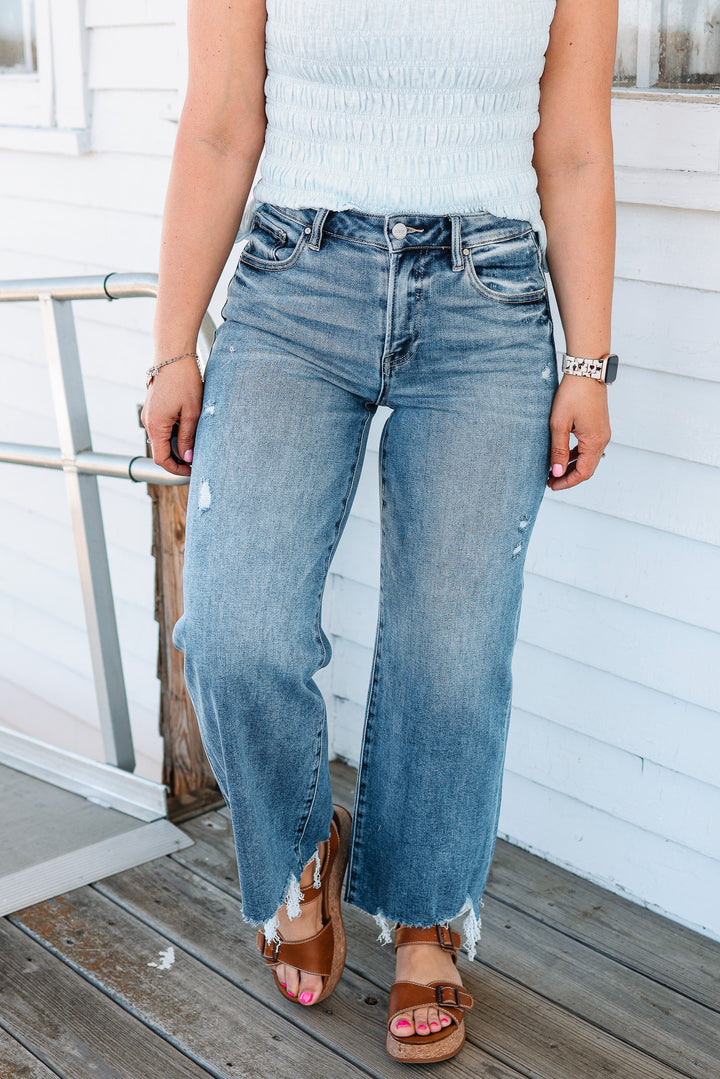 RISEN: Zane Crop Wide Leg Jeans - Medium