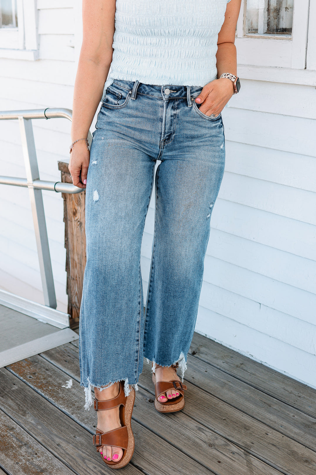 RISEN: Zane Crop Wide Leg Jeans - Medium