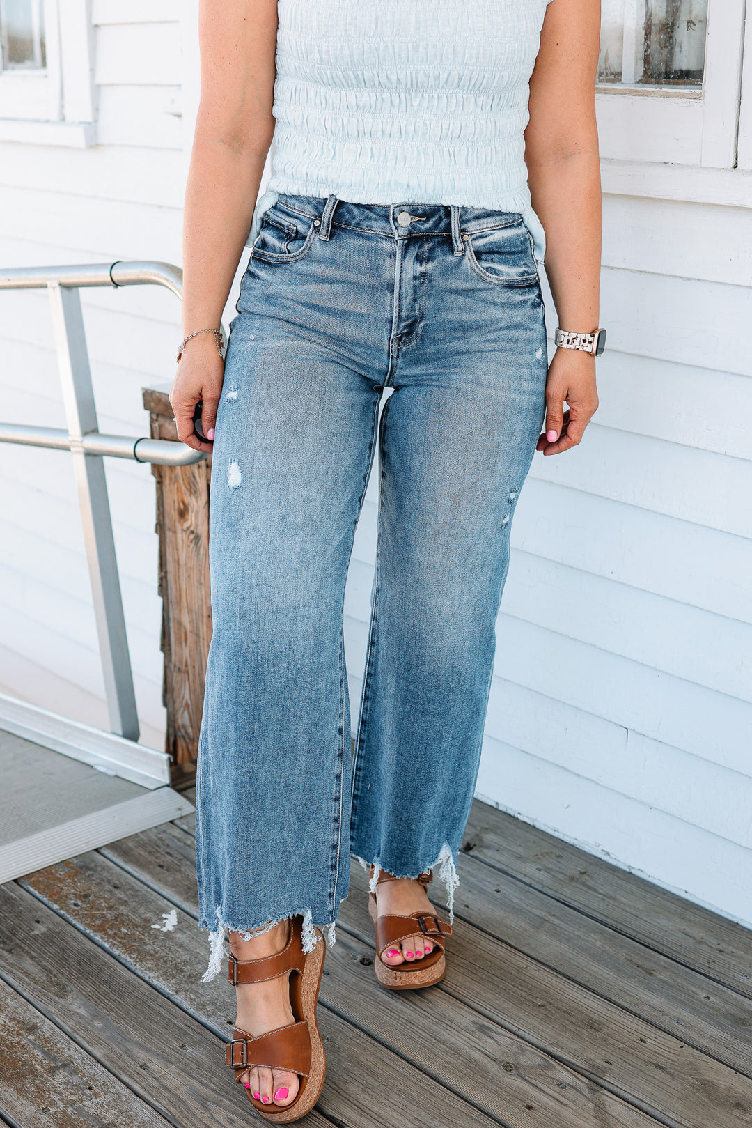 RISEN: Zane Crop Wide Leg Jeans - Medium