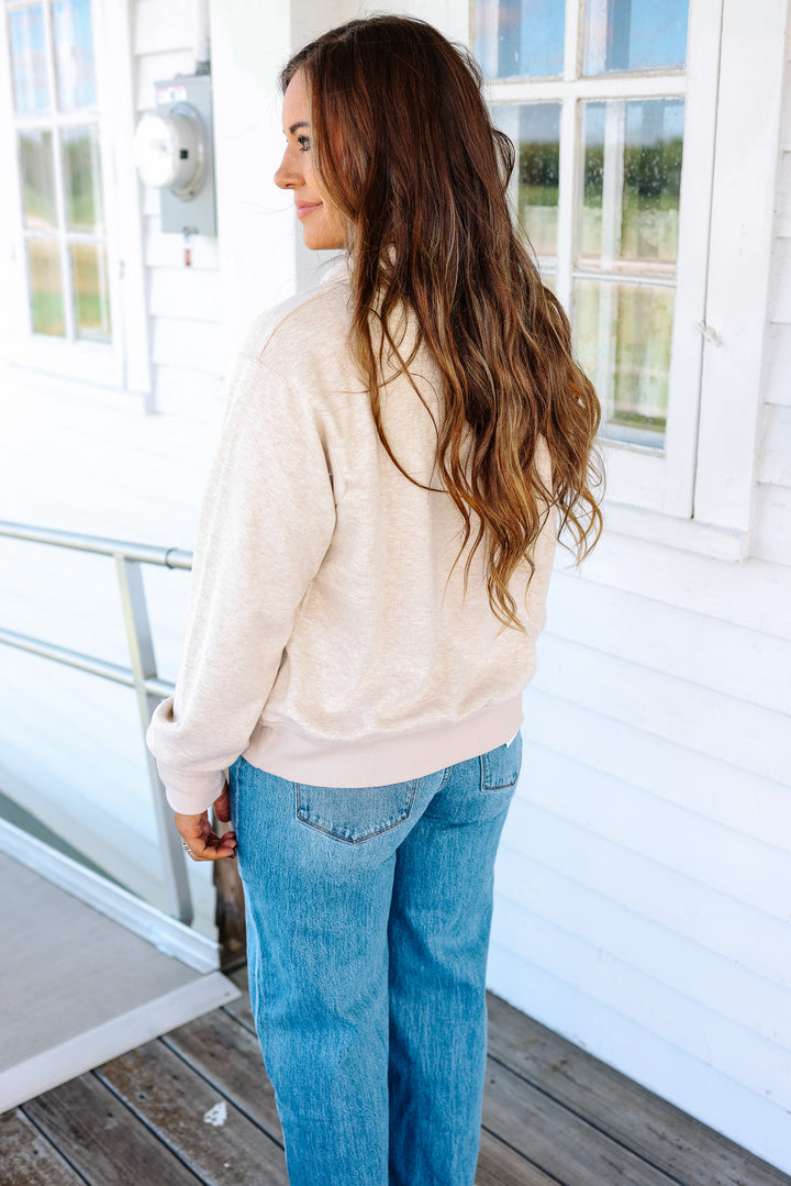 Calla Half Zip Top - Ecru