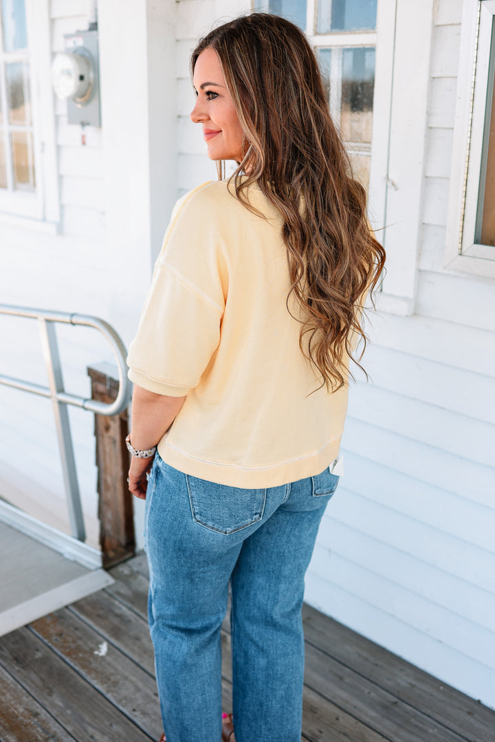 Jovie Button Down Sweatshirt Top - Butter
