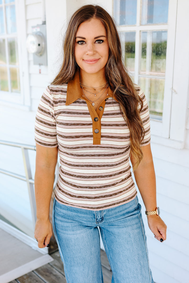 Zoe Rib Striped Polo