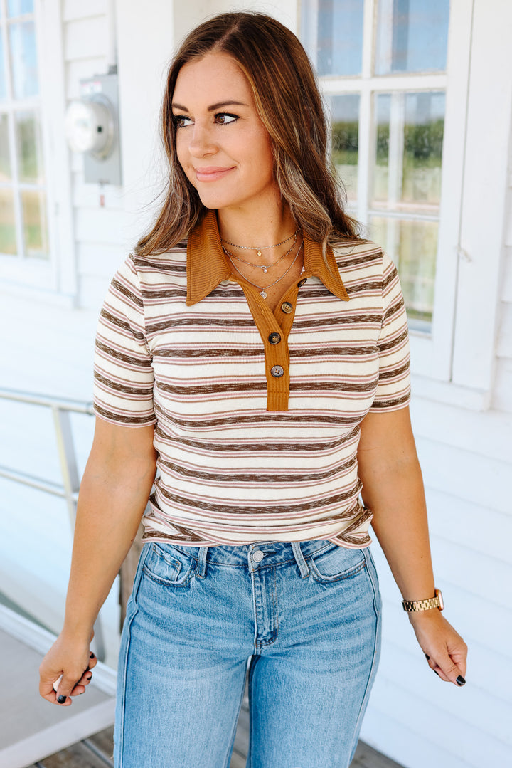 Zoe Rib Striped Polo