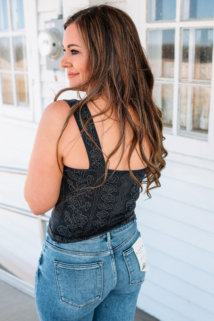 Monroe Floral Seamless Tank - Charcoal