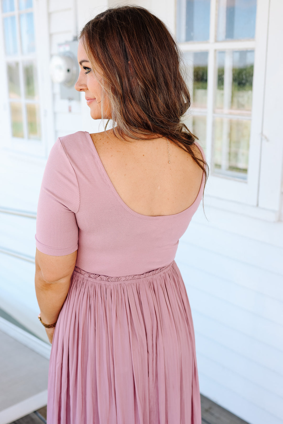 Capri Pleated Dress - Mauve